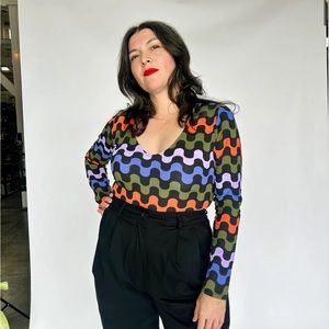 Nooworks Long sleeve bodysuit in Ditto Print - Medium